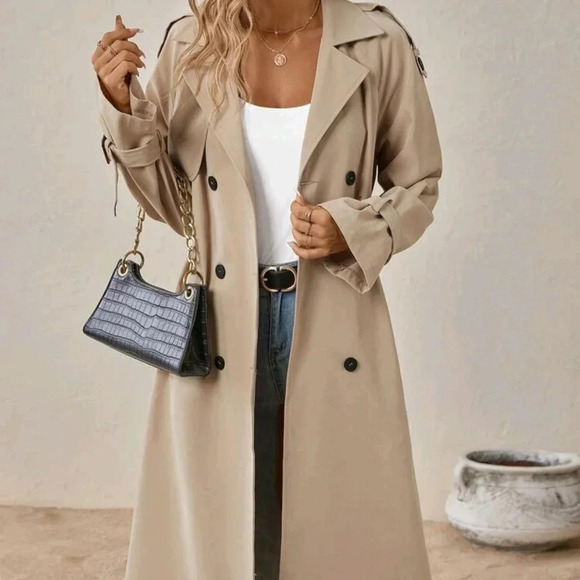 Jackets & Blazers - Double Breasted Belted Trench Coat